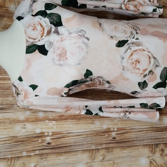 Calvin Klein Light Pink Floral Print Women's Sz. 4 3/4 Sleeve Zip-Up Dress - Picture 3 of 9